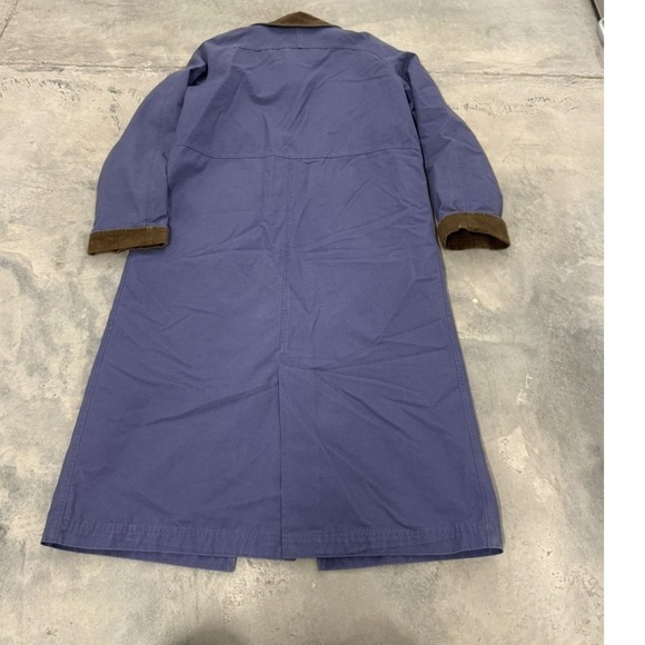 LL Bean Womens Blue Long Field Coat Aztec Southwestern Lining Corduroy Trim M - Picture 6 of 7